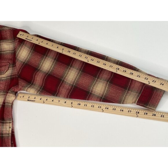 Orvis Big Bear Heavyweight Flannel Shirt Men’s L Red Check Plaid Shacket Pockets - Picture 16 of 16